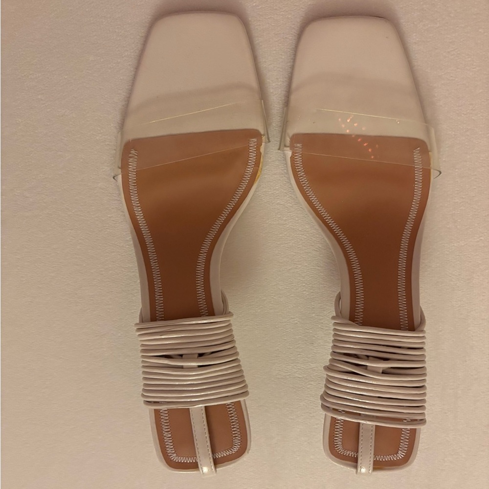 Zara White and Tan Heels with Sophisticated Design